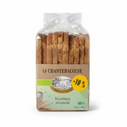 La Chanteracoise -- Biscottes bio aux céréales et graines - 280 g